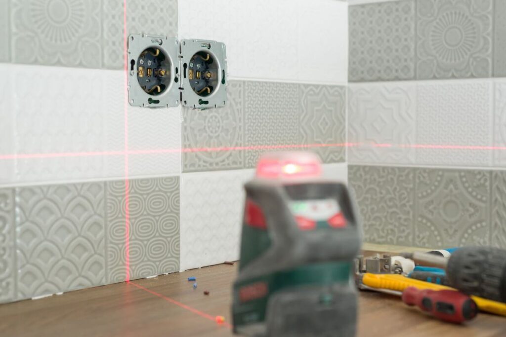 Installing power point with precision leveling using infrared in Maylands home